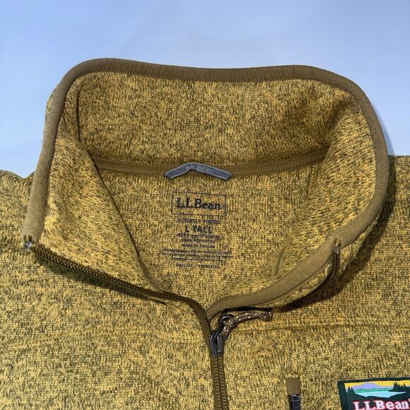 L.L. Bean Sweater Fleece Full Zip Jacket Coat Outdoor Hiking Mustard Men Large - Picture 9 of 10